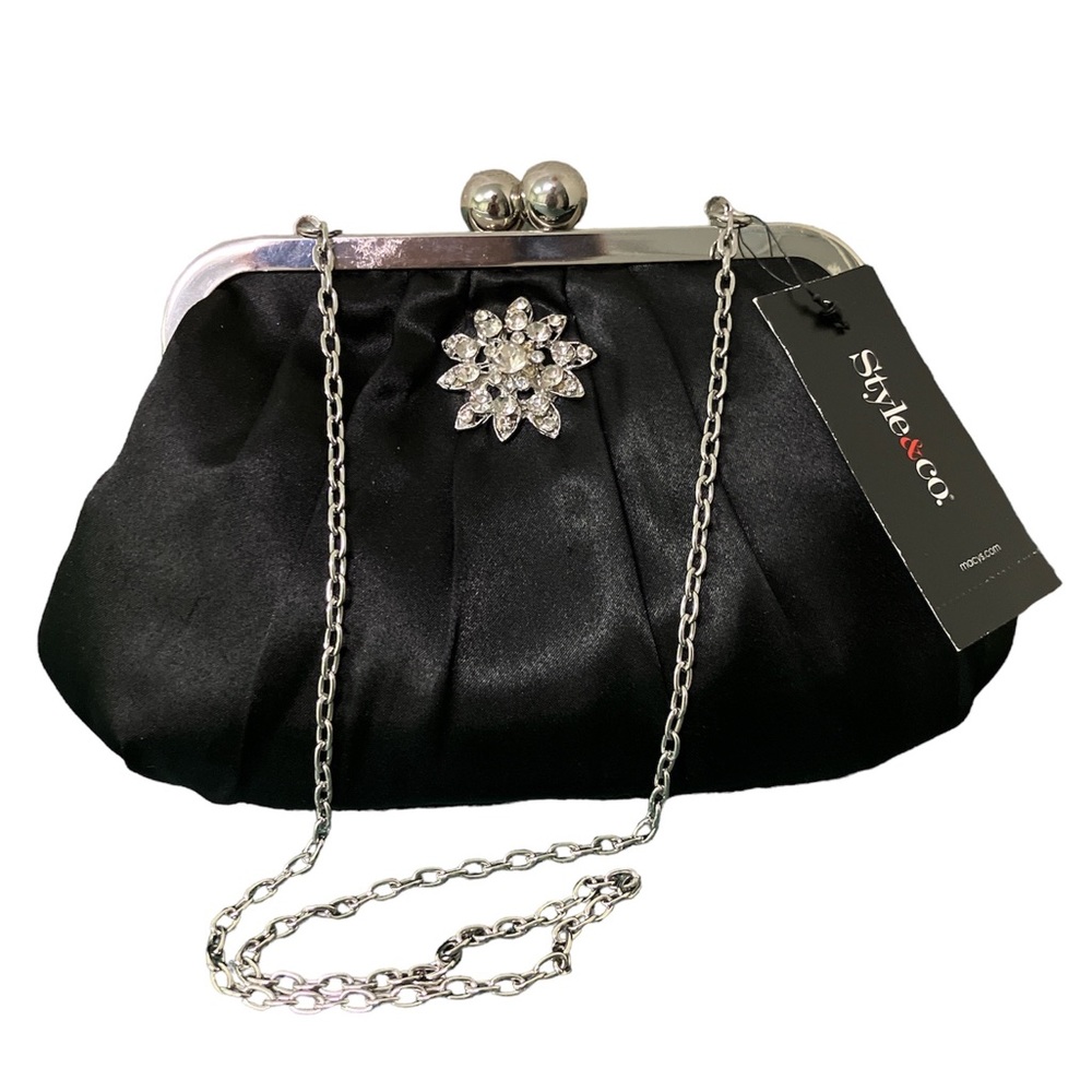 Style & Co Black Evening Bag Clutch Cocktail Party Wedding Purse NWT